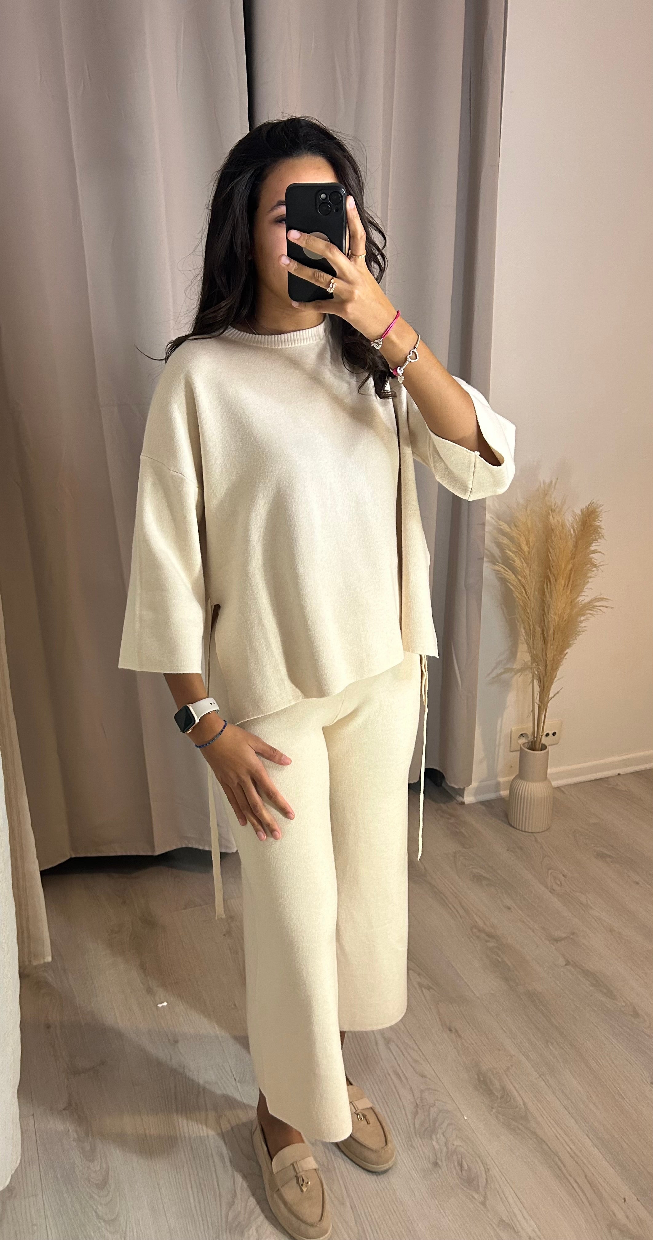 Ensemble laine coupe 3/4 beige