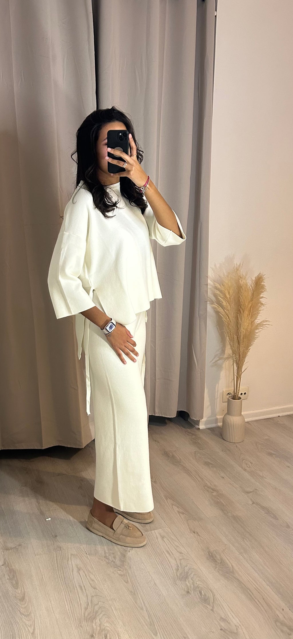 Ensemble laine coupe 3/4 écru