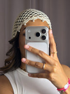 Bonnet crochet Ecru