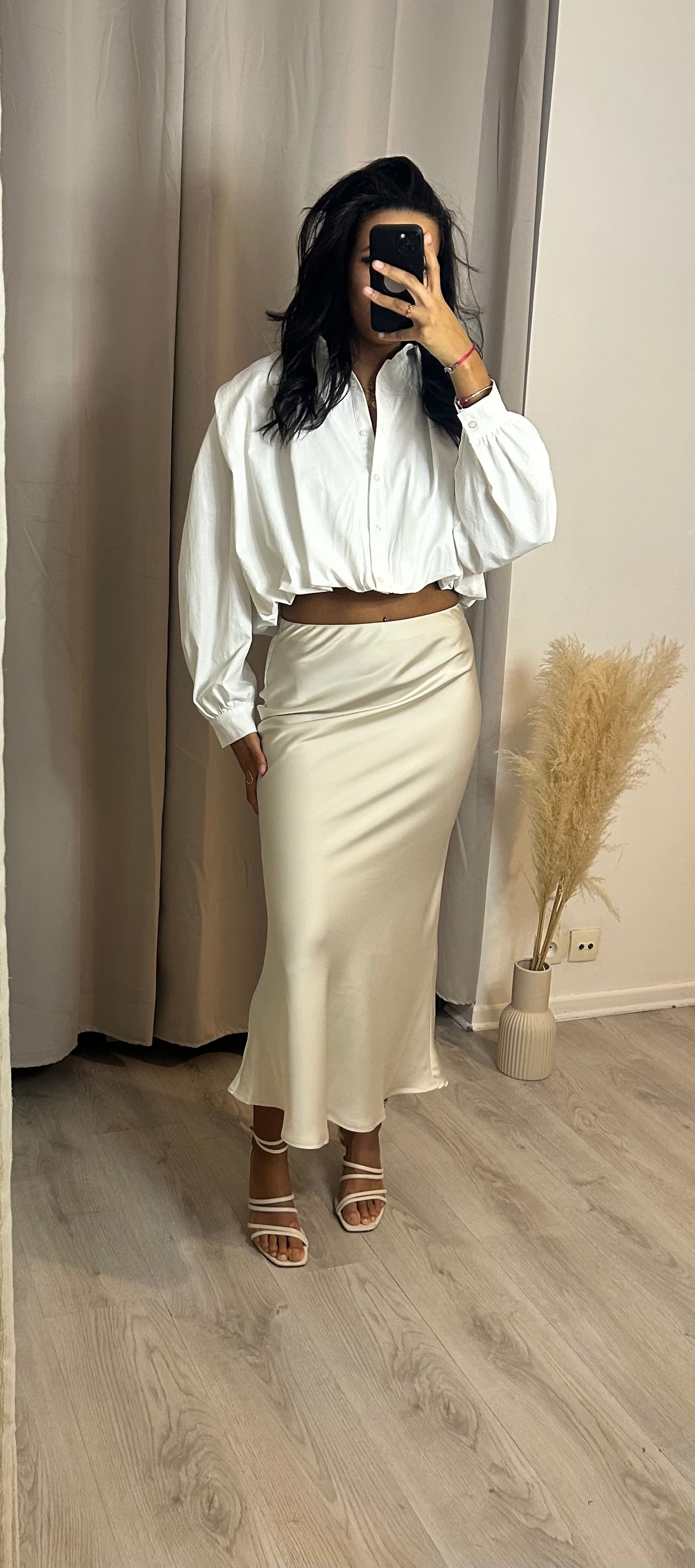 Jupe satin Beige