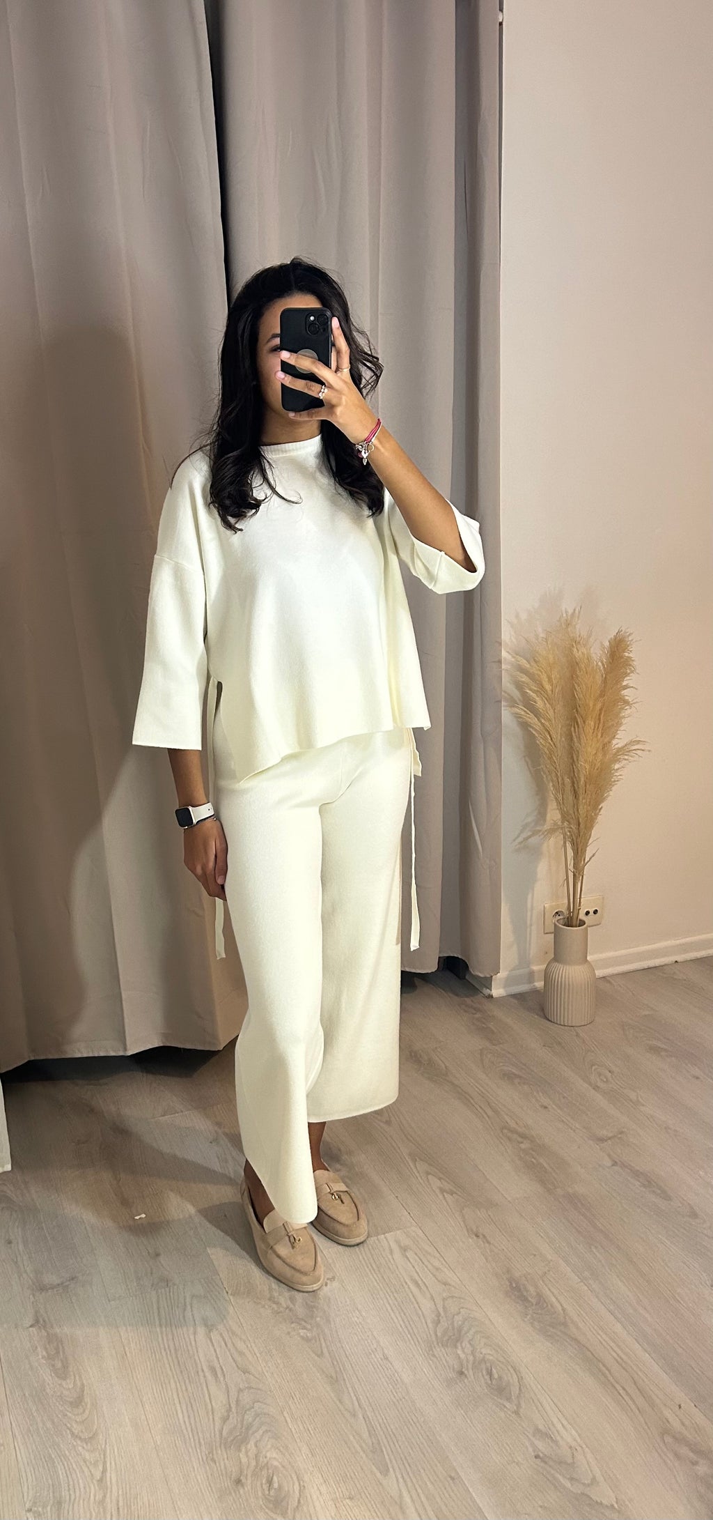 Ensemble laine coupe 3/4 écru