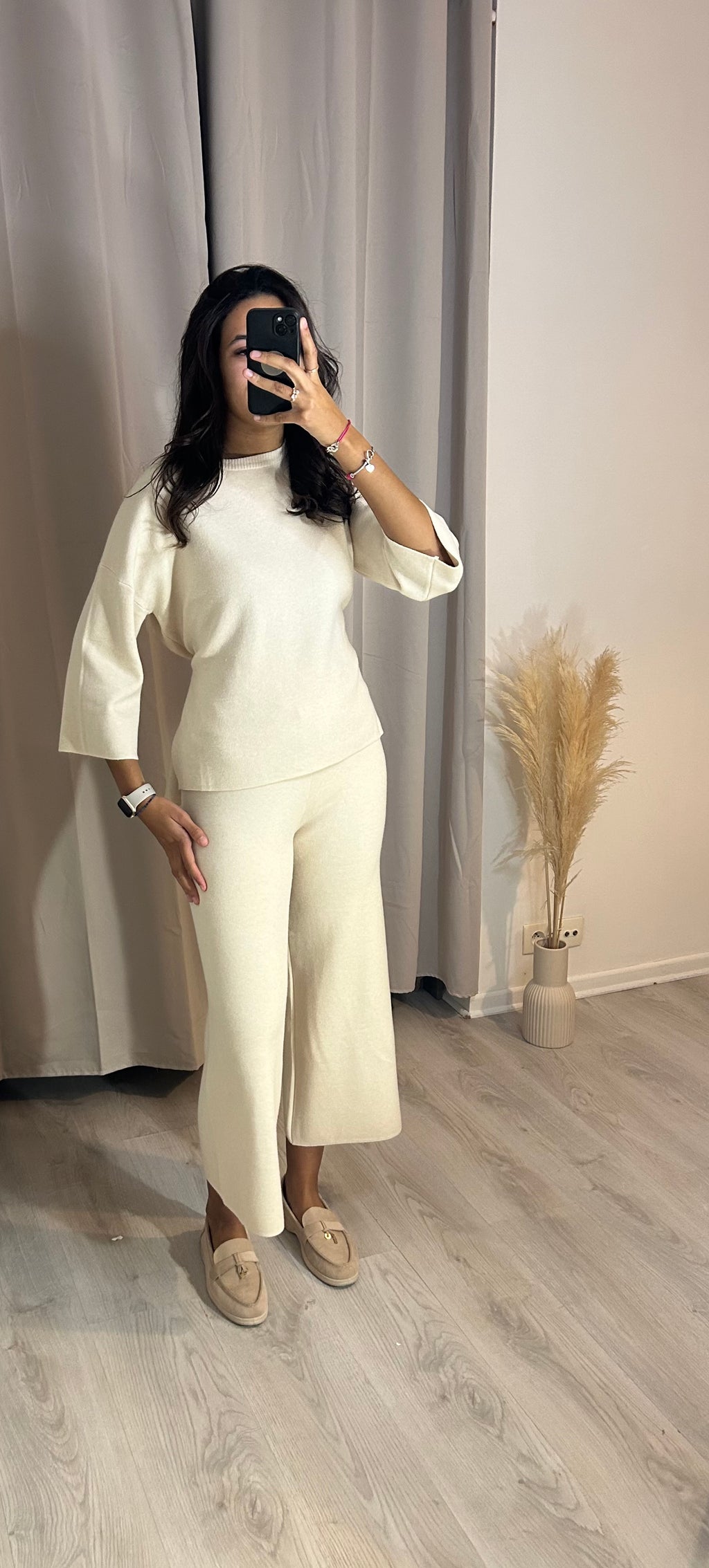 Ensemble laine coupe 3/4 beige