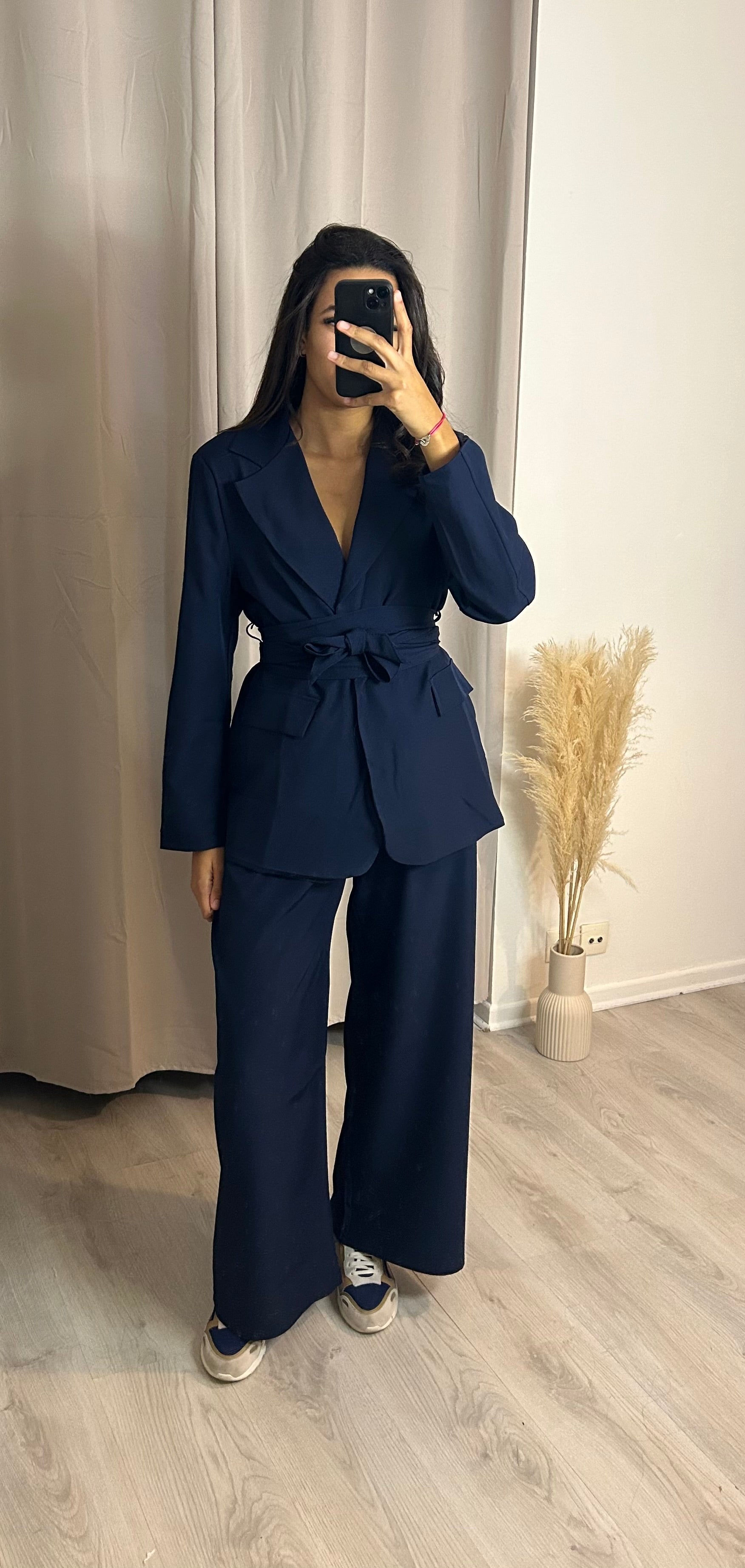 Ensemble tailleur ceinturé Bleu Marine