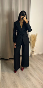 Ensemble tailleur ceinturé Noir
