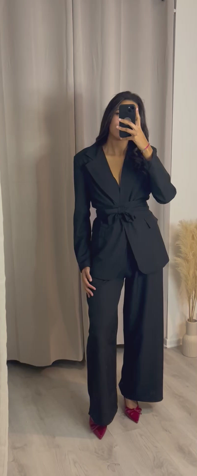 Ensemble tailleur ceinturé Noir