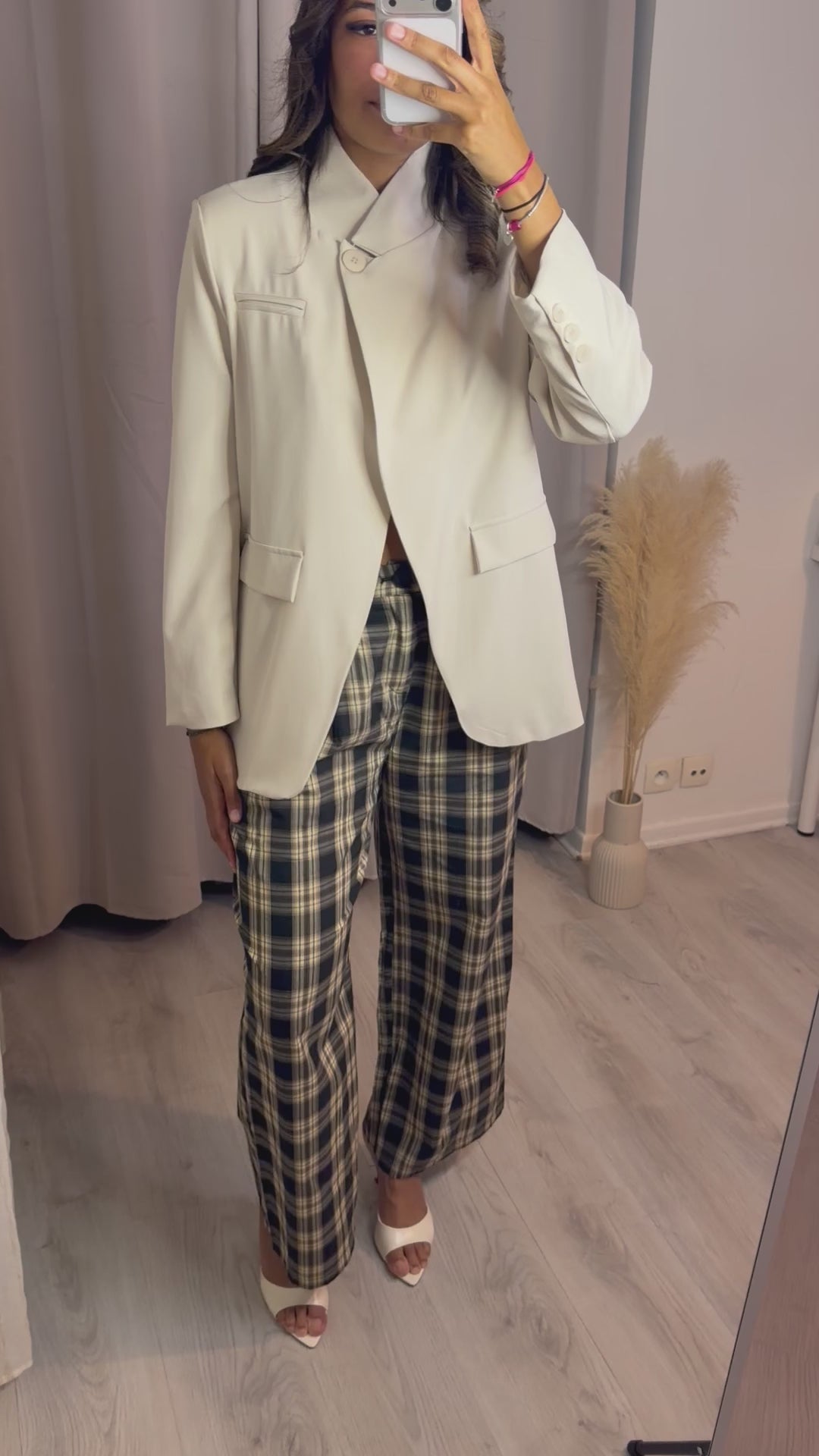 Pantalon à carreaux droit
