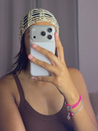 Bonnet crochet strass or