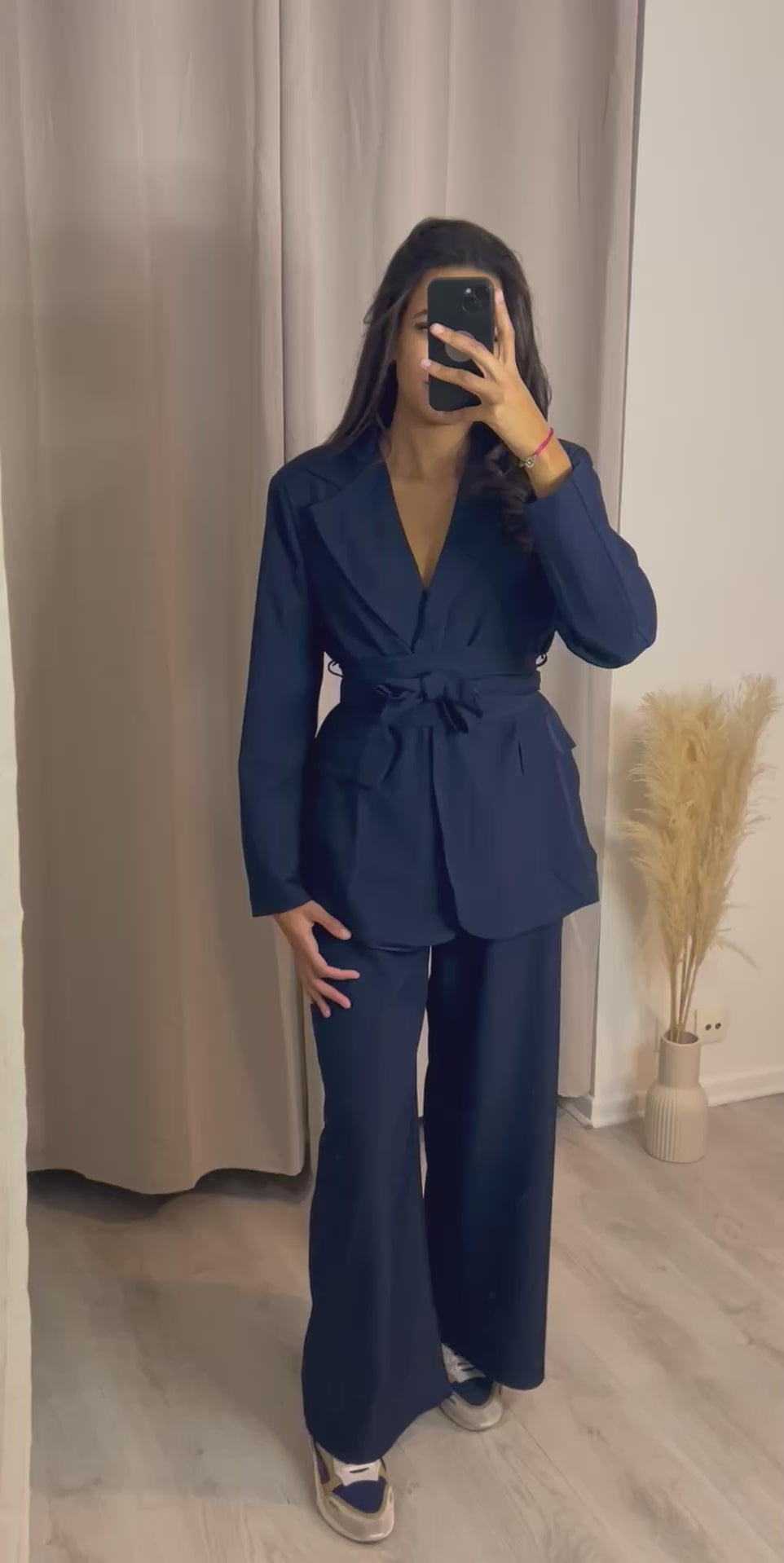 Ensemble tailleur ceinturé Bleu Marine