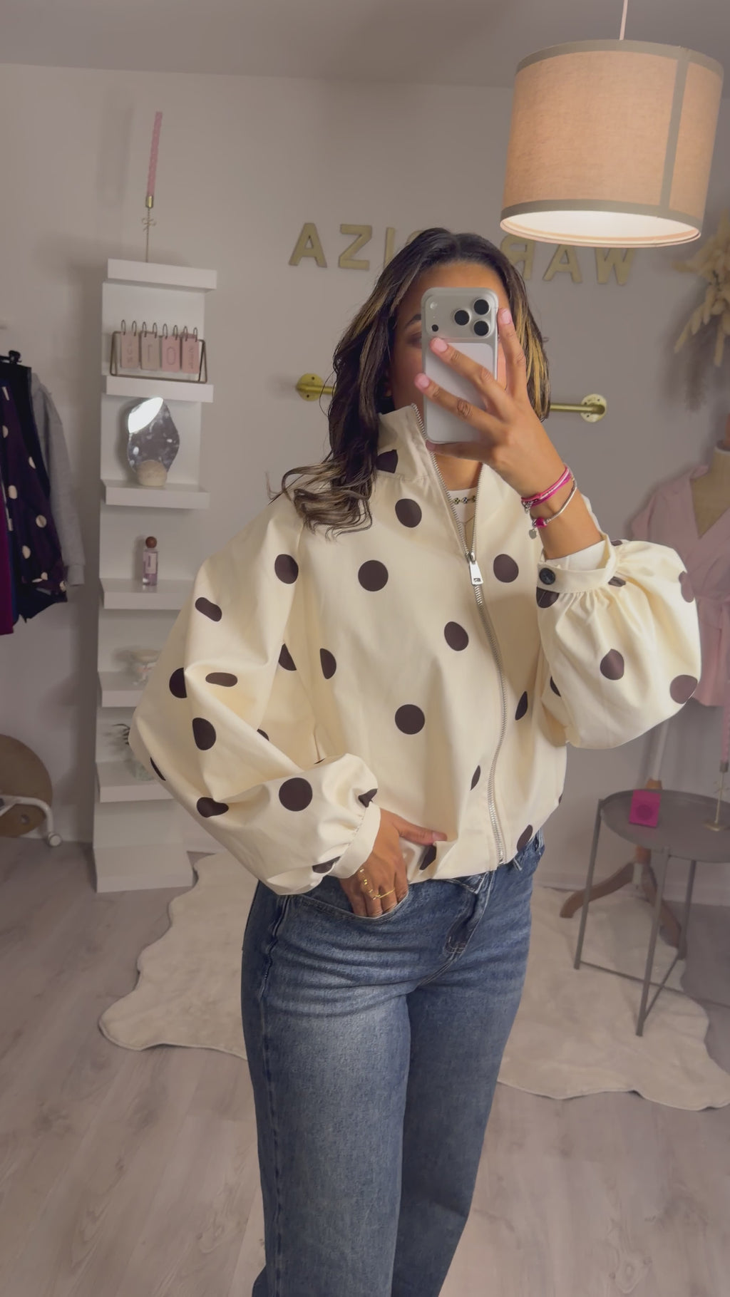 Veste à pois Ecru