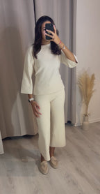 Ensemble laine coupe 3/4 beige