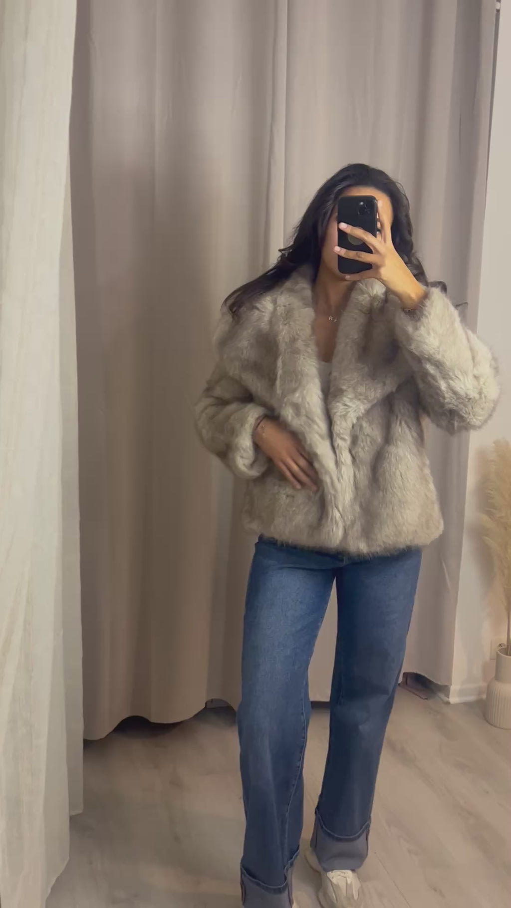 Veste fourrure Beige