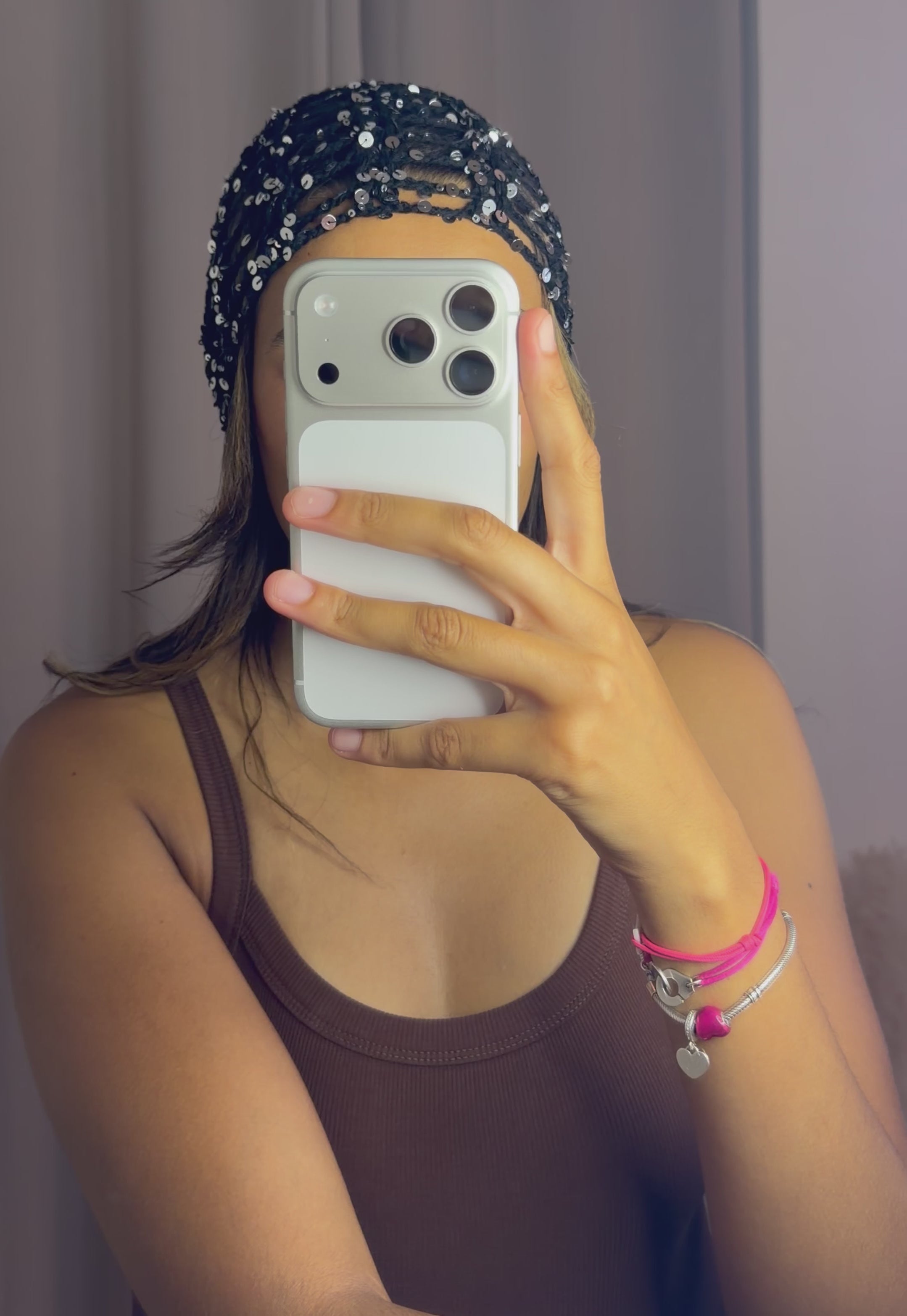 Bonnet crochet strass noir